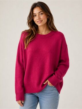 Vince Camuto Pink Oversized Knit Sweater Soft Cozy Crewneck Pullover Casual Chic